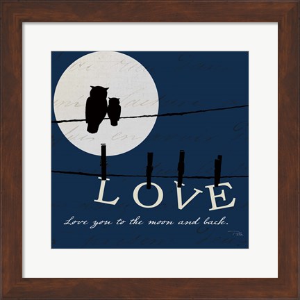 Framed Moon Love I Indigo Print