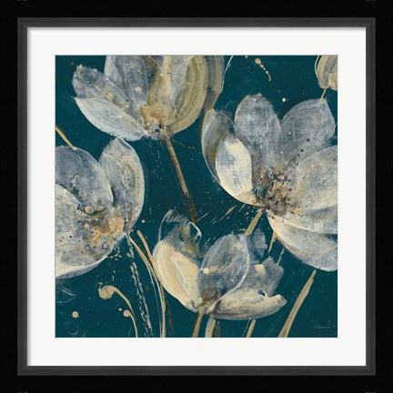 Framed Translucent Garden Teal Crop Print
