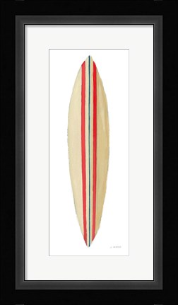 Framed Beach Time Surfboard I Print