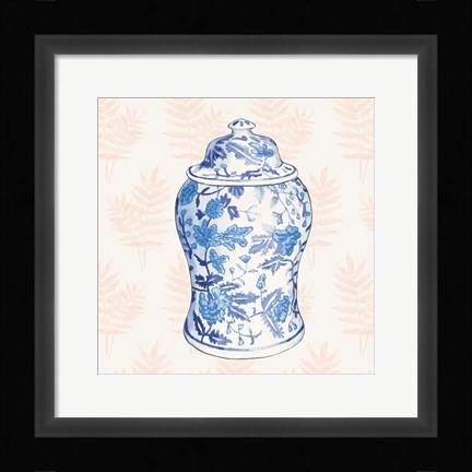 Framed Ginger Jar VI Coral No Border Print