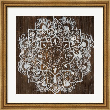 Framed Mandala on Dark Wood Print