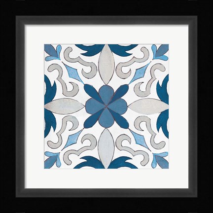 Framed Gypsy Wall Tile 14 Blue Gray Print