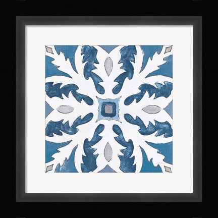 Framed Gypsy Wall Tile 10 Blue Gray Print