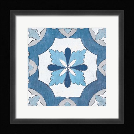 Framed Gypsy Wall Tile 8 Blue Gray Print