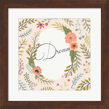 Framed Retro Garden II Pale Blush Dream Print