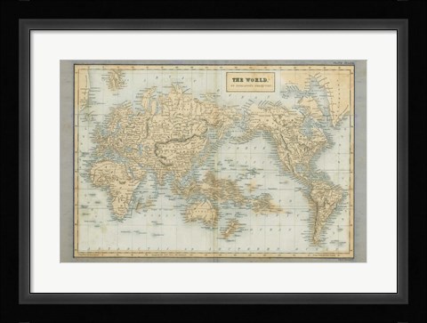 Framed World Map Neutral Print