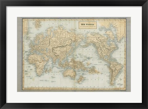 Framed World Map Neutral Print