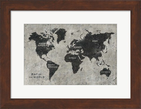 Framed Grunge World Map Print