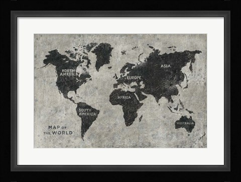 Framed Grunge World Map Print