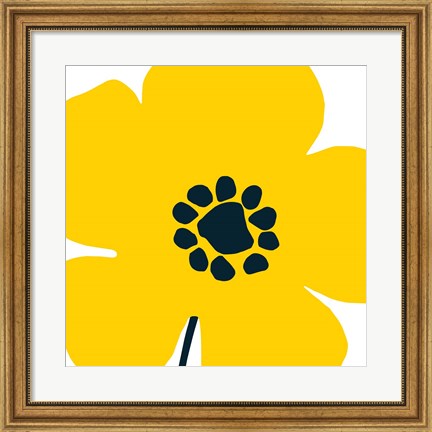 Framed Pop Art Floral I Yellow Print
