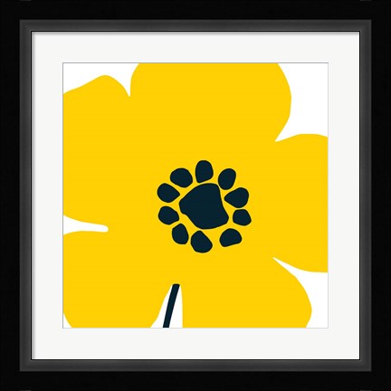 Framed Pop Art Floral I Yellow Print