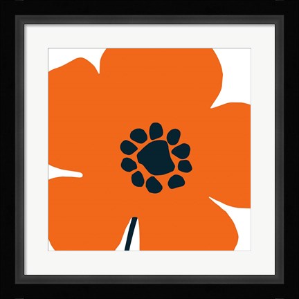 Framed Pop Art Floral I Orange Print