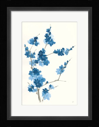 Framed Blue Branch I Print
