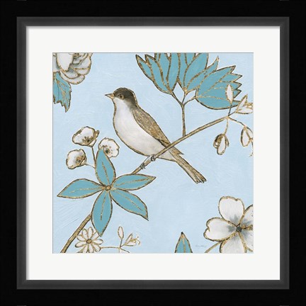 Framed Toile Birds IV Print