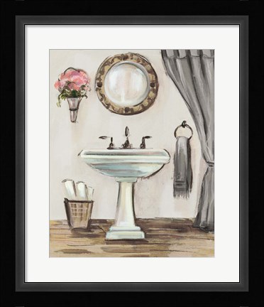 Framed Tuscan Bath IV Greige Print