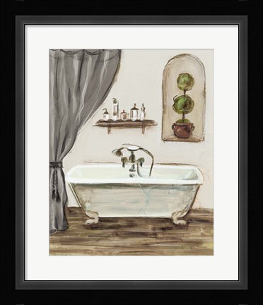 Framed Tuscan Bath I Greige Print