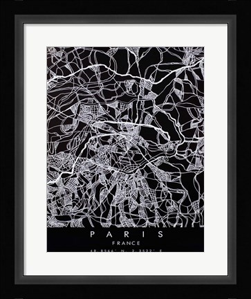Framed Map of Paris Print