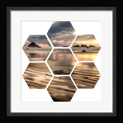 Framed Pacific Low Tide (hexagon) Print