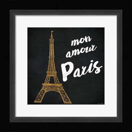 Framed Mon Paris Gold I Print