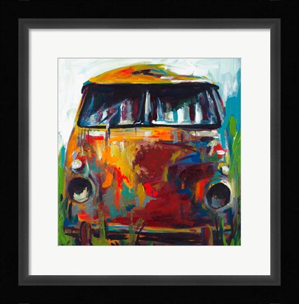 Framed Retro Love Bus Print
