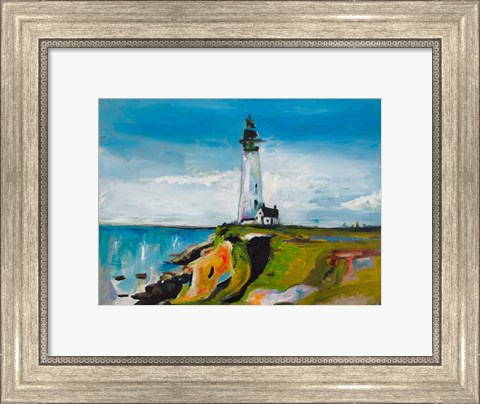 Framed Lighthouse on a Cliff Print