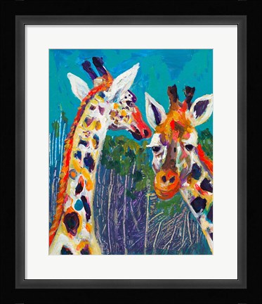 Framed Colorful Giraffes Print