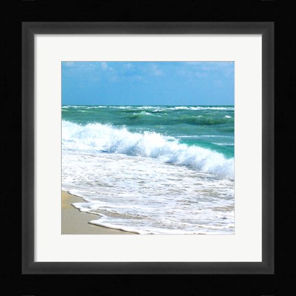 Framed Teal Surf I Print
