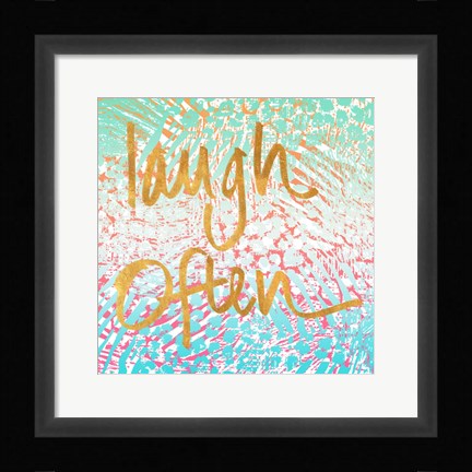 Framed Laugh Often Neon Print