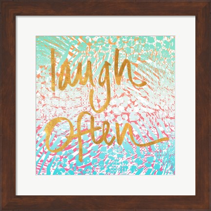 Framed Laugh Often Neon Print