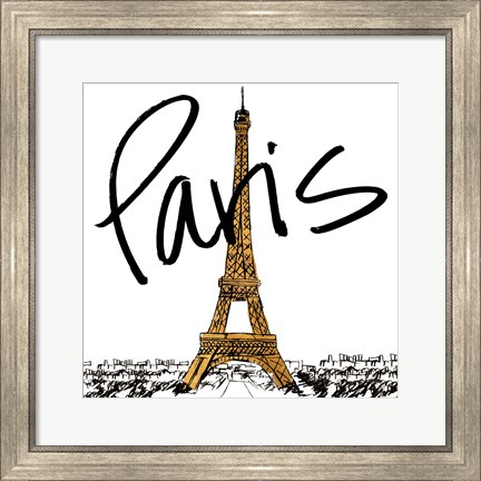 Framed Gold Eiffel in Paris Print