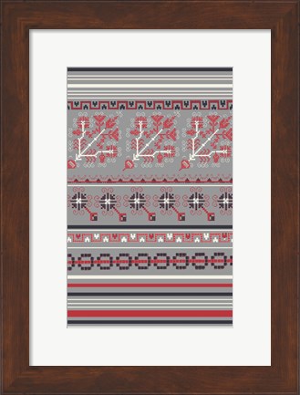 Framed Nordic Cross Stitch Gray Print