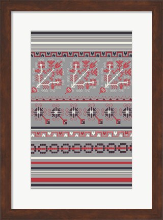 Framed Nordic Cross Stitch Gray Print
