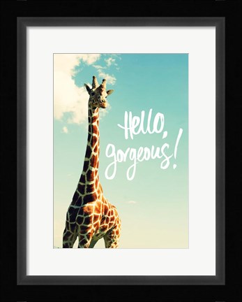 Framed Hello Gorgeous Giraffe Print