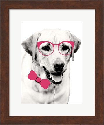 Framed Pink Pop on Pup Print