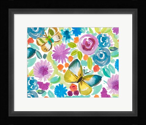 Framed Tropical Butterfly Garden Print