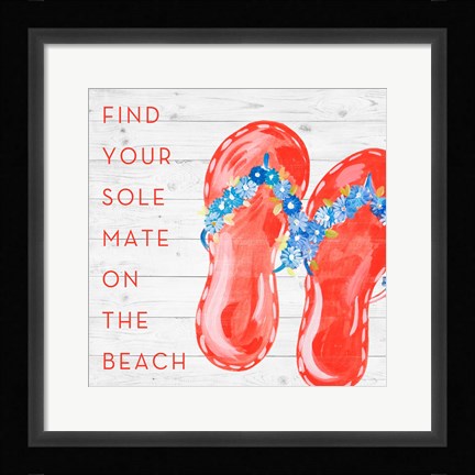Framed Find Your Sole Mate on the Beach Print