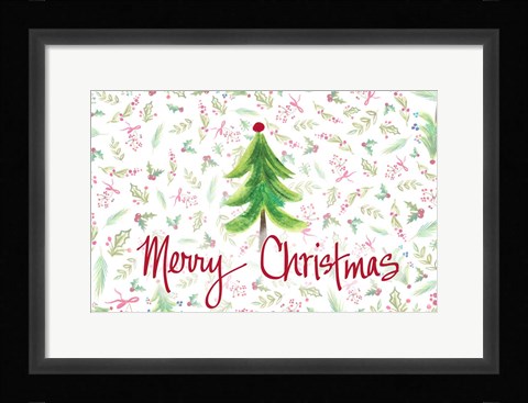Framed Merry Christmas Tree Print