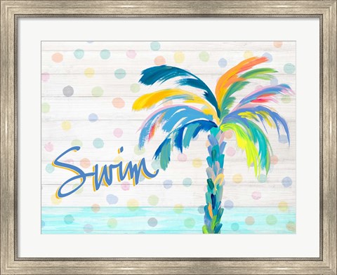 Framed Swim Near the Palm Tree Print