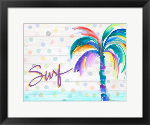 Framed Surf Near the Palm Tree Print