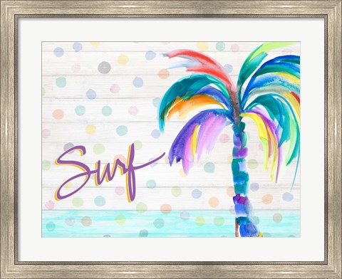 Framed Surf Near the Palm Tree Print