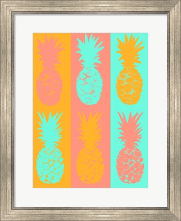 Framed Vibrant Striped Pineapples Print