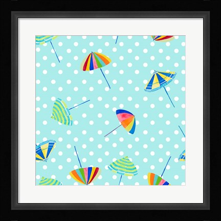 Framed Beach Umbrellas on Dots Print