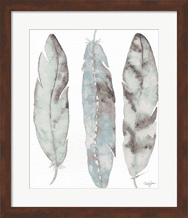Framed Three Blue Feathers Print