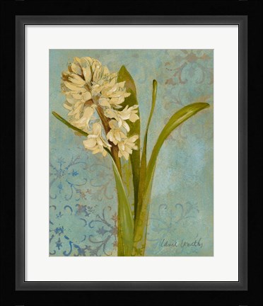 Framed Hyacinth on Teal I Print