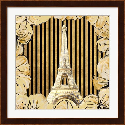 Framed Golden Paris I Print