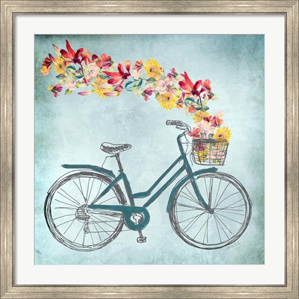 Framed Floral Day Bike II Print