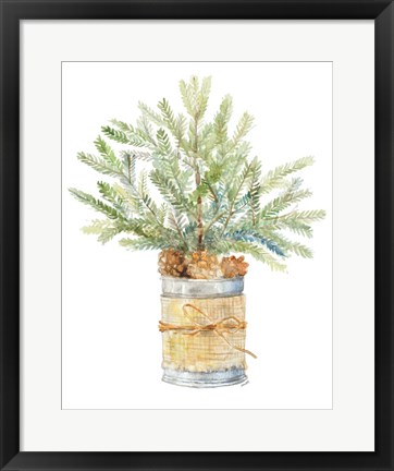 Framed Fir Tree with Burlap Print