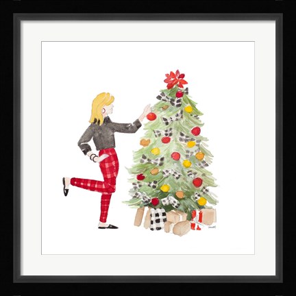 Framed Decorating Christmas I Print