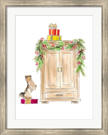 Framed Armoire Decorated with Garland Print