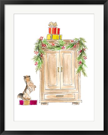 Framed Armoire Decorated with Garland Print